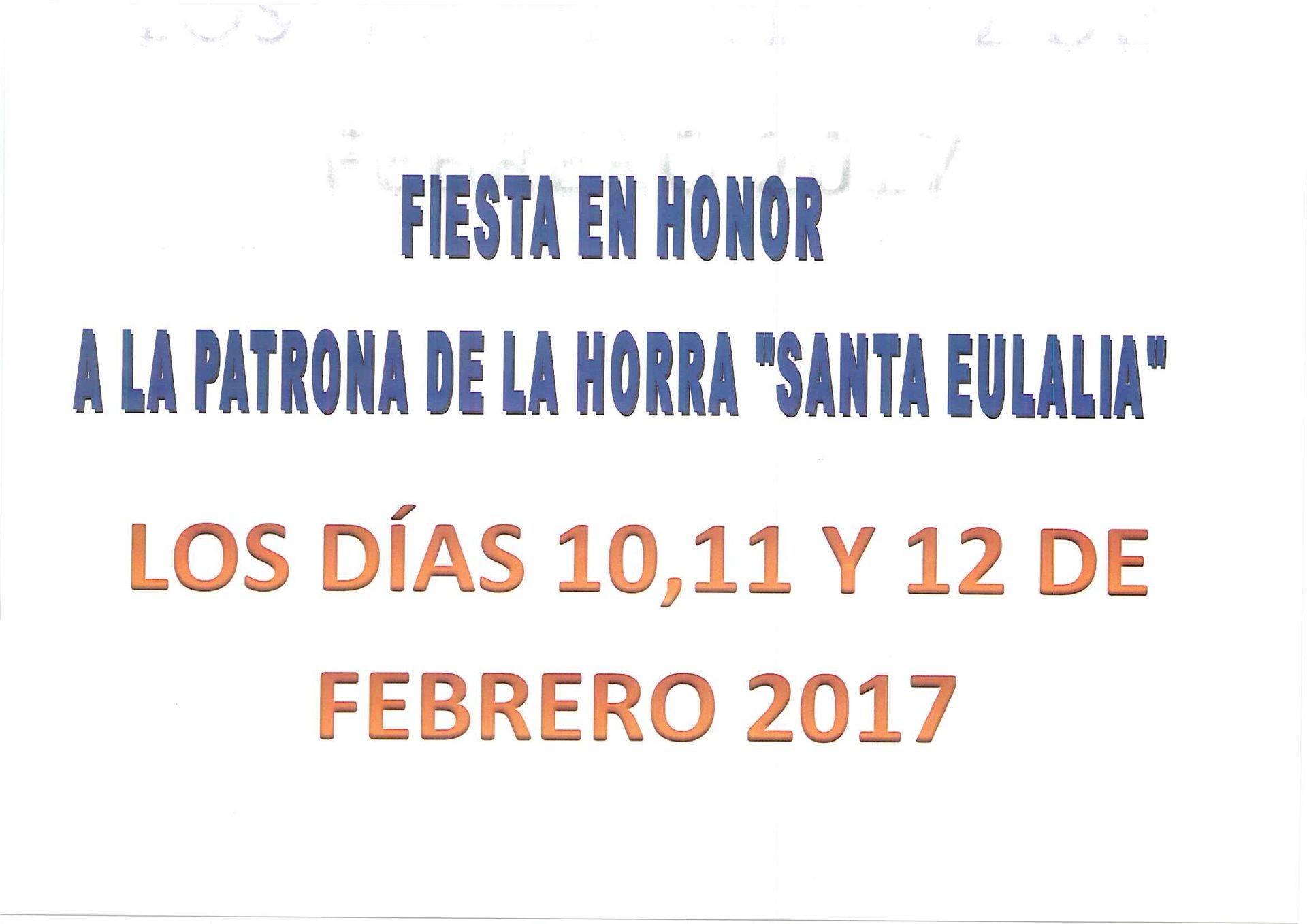 LOS DÍAS 10,11 Y 12 FEBRERO FIESTAS EN LA HORRA